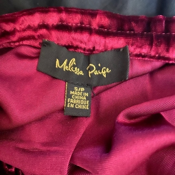 Melissa Paige Burgundy Velour Velvet Blouse sz Small - Picture 7 of 8